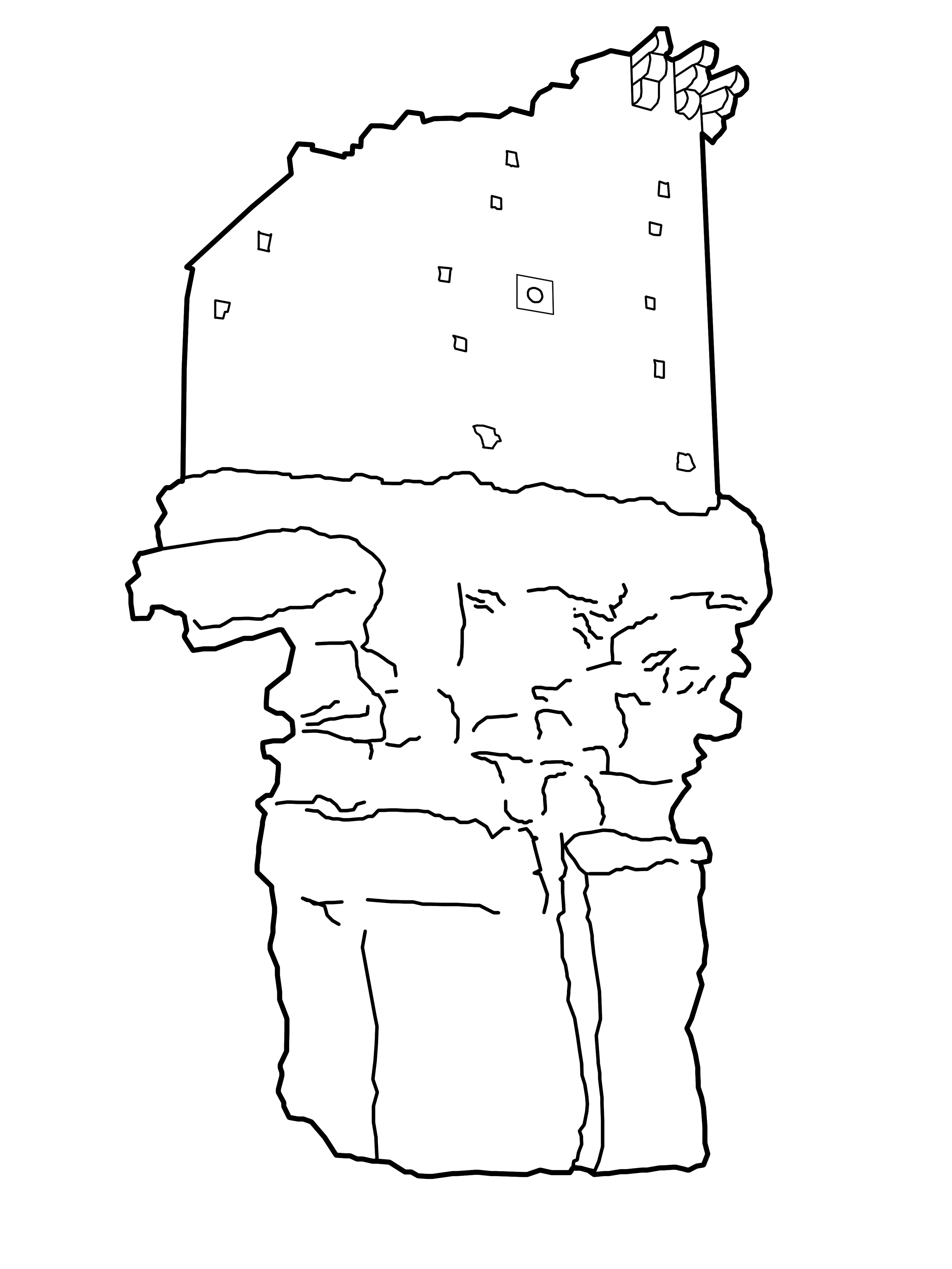 A line drawing of Rufus Castle