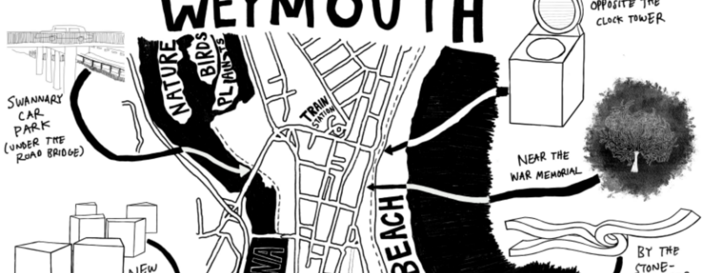 A hand drawn map of Weymouth