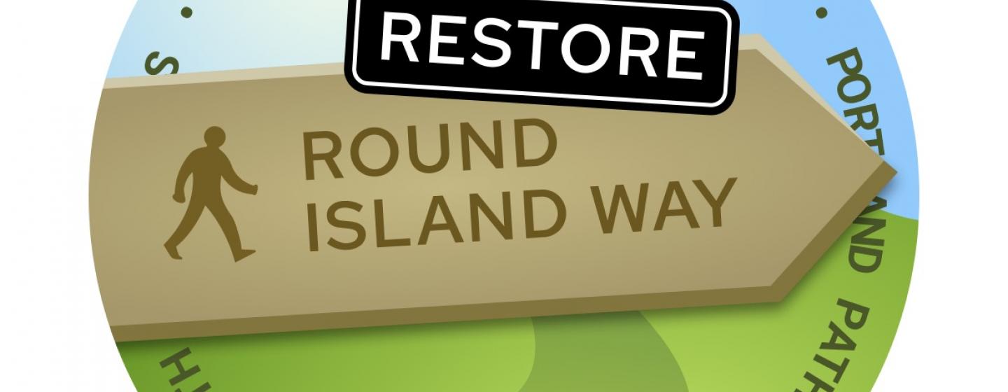 A sign saying Restore Round Island Way