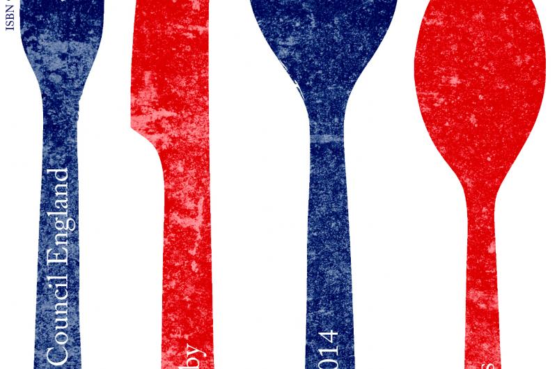red and blue cutlery